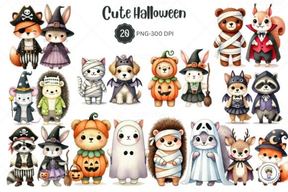 Adorable Halloween Designs with Cute Animal Clipart