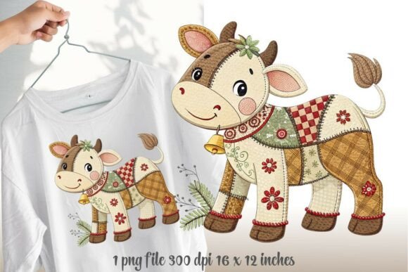 Adorable Patchwork Cow PNG for Farmhouse Crafts