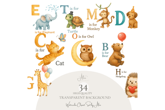 Animal Alphabet Clipart PNG Set: A Designer's Resource