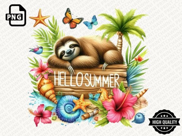 Bring Summer to Life: Hello Summer Animal Clipart PNG