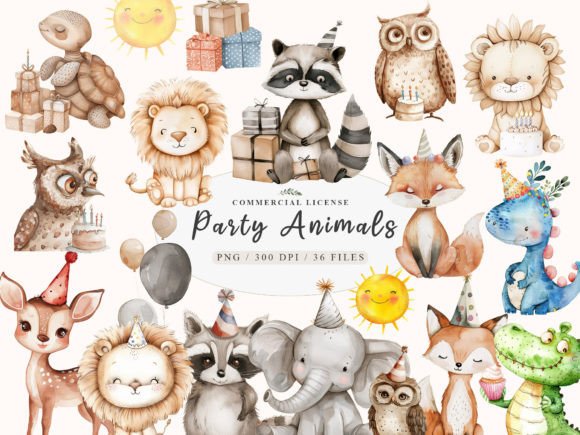 Charming Birthday Baby Animal Clipart for Creative Projects
