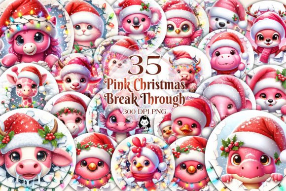 Christmas Animal Break Through Ornaments: A Festive Design Asset