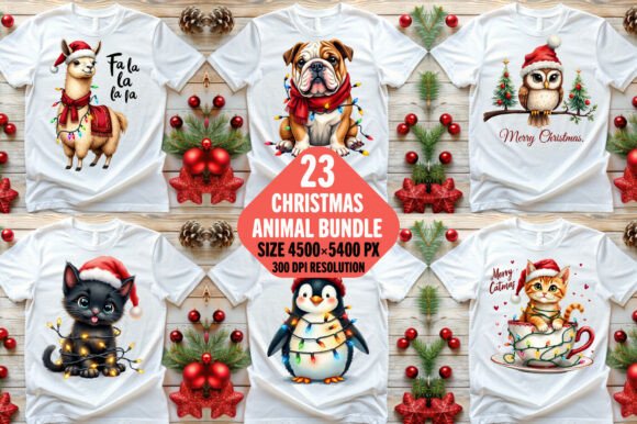 Christmas Animal Sublimation PNG Bundle: Festive Design Assets