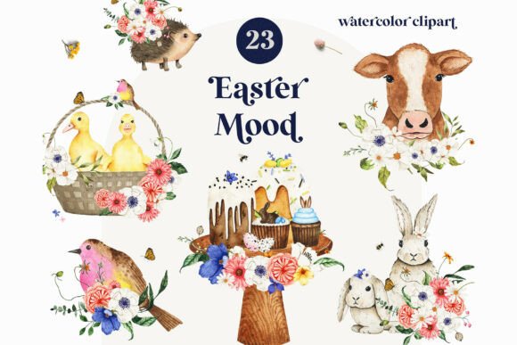 Enchanting Easter Spring Animal Watercolor Clipart