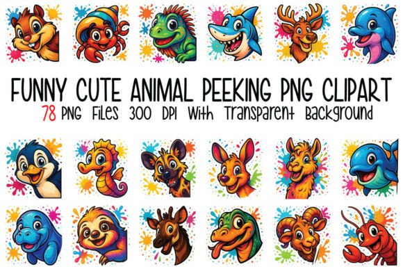 Funny Cute Animal Peeking PNG Bundle for Whimsical Projects