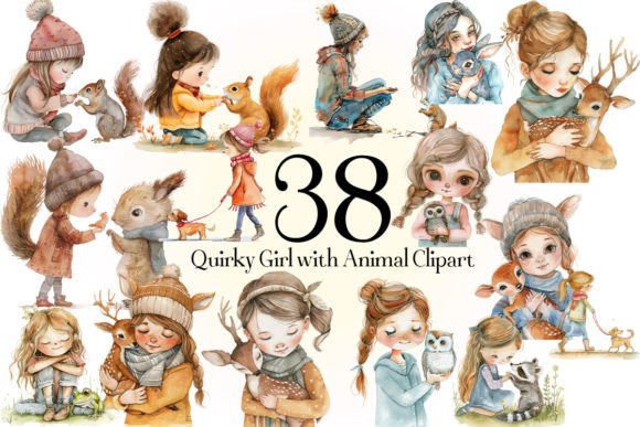 Quirky Girl with Animal Clipart: A Creative Toolkit for Playful Brands