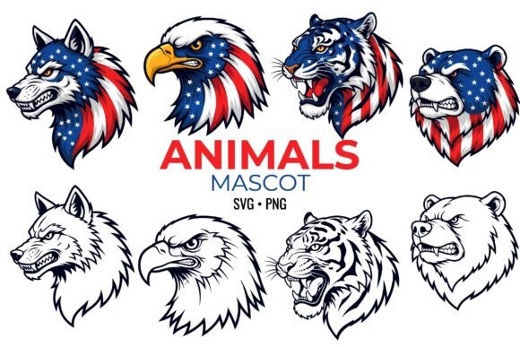 USA Flag Patriotic Animal Mascots SVG for Bold Branding