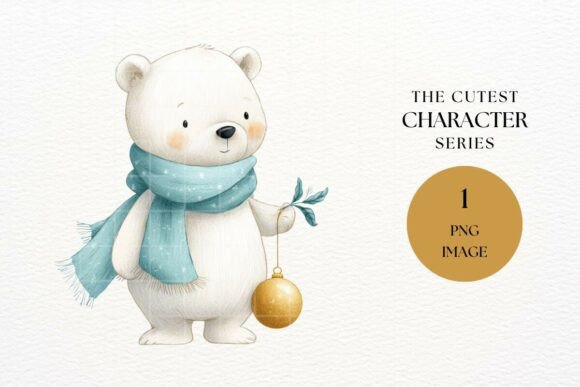 Watercolor Polar Bear Christmas Animal: A Charming Design Asset